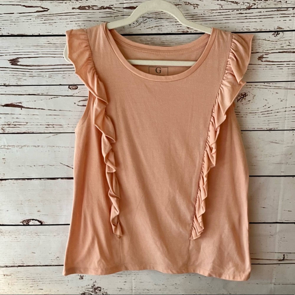🦄$5 Add On Item! G By Giuliano Sleevless Pale Pink Top Large - Picture 1 of 4